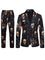 Leopard Print Notch Lapel Slim Fit Satin Two-Piece Suit for Men - TX991 Black Set