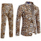 Leopard Print Notch Lapel Slim Fit Satin Two-Piece Suit for Men - TX959 Yellow Set