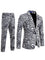 Leopard Print Notch Lapel Slim Fit Satin Two-Piece Suit for Men - TX959 White Set