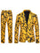 Leopard Print Notch Lapel Slim Fit Satin Two-Piece Suit for Men - TX992 Yellow (Set)