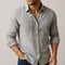Linen Button-Down Overshirt for Men - Gray