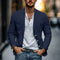 Linen Button-Front Blazer for Men - Blue