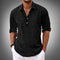 Linen Button-Up Shirt for Men - Black