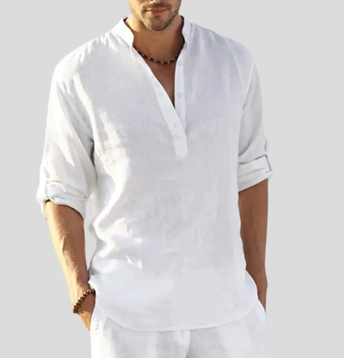 Linen Henley Shirt for Men