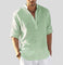 Linen Henley Shirt for Men - Helles Grün