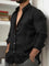 Linen Long Sleeve Button-Down Shirt for Men - Black