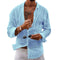 Linen Oversized Button-Down Shirt for Men - Blue