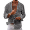 Linen Oversized Button-Down Shirt for Men - Gray