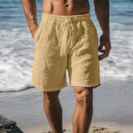 Linen Quick-Dry Swim Shorts for Men - Khaki