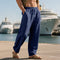 Linen Relaxed Fit Trousers for Men - Dark Blue