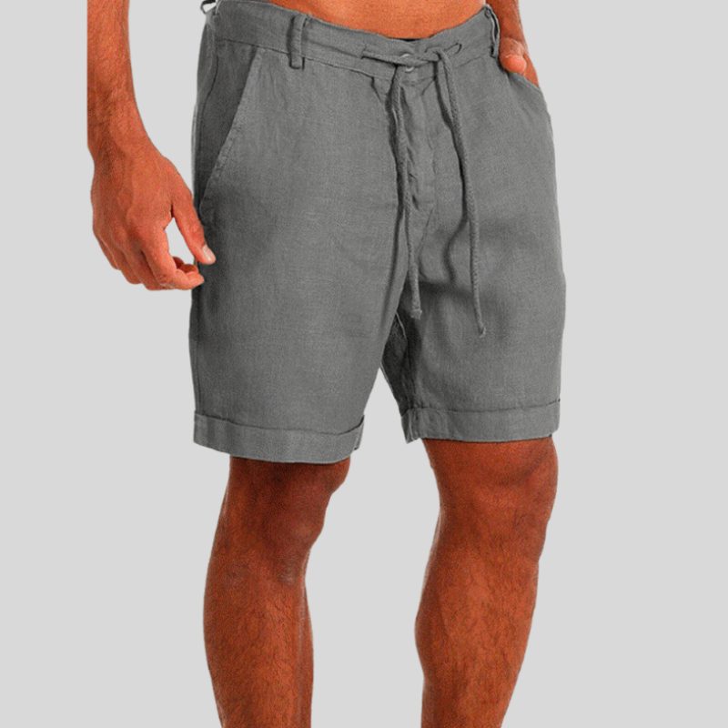 Linen Shorts with Drawstring for Men - Grey