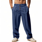 Linen Straight Leg Trousers for Men - View 11
