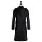 Long Double-Breasted Wool Winter Coat with Lapel Collar for Men