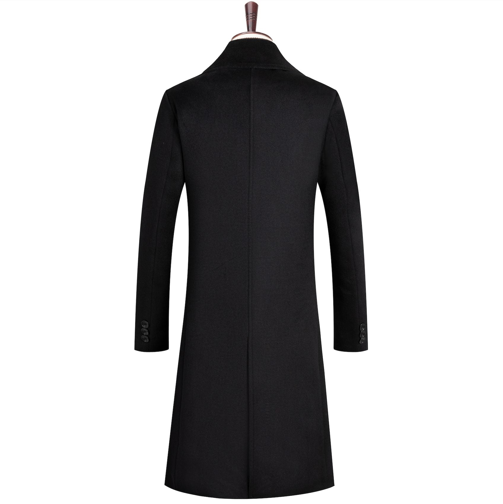 Long Double-Breasted Wool Winter Coat with Lapel Collar for Men - View 2