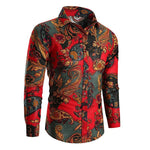Long Sleeve Button-Down Paisley Shirt for Men - View 3
