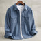 Long Sleeve Corduroy Shirts with Flap Pockets for Men - Blue