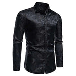 Long Sleeve Floral Jacquard Shirt for Men