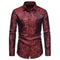 Long Sleeve Floral Jacquard Shirt for Men - Red