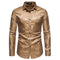 Long Sleeve Floral Jacquard Shirt for Men - Gold