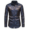 Long Sleeve Floral Jacquard Shirt for Men - Navy