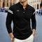 Long Sleeve Henley Polo Shirt for Men - Black