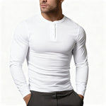 Long Sleeve Henley Shirt for Men - White