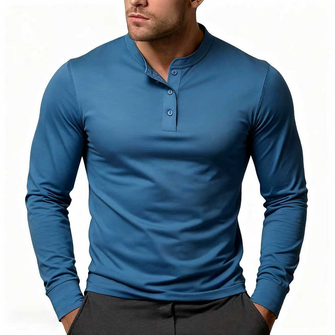 Long Sleeve Henley Shirt for Men - View 6