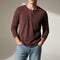 Long Sleeve Henley Shirt with Chest Pocket for Men - Maroon