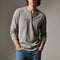 Long Sleeve Henley Shirt with Chest Pocket for Men - Light Gray