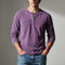 Long Sleeve Henley Shirt with Chest Pocket for Men - Lavender