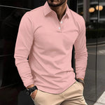 Long Sleeve Polo Shirt for Men - Pink