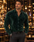 Long Sleeve Velvet Shirt with Collar for Men - Green