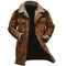 Long Winter Coat with Shearling Trim and Lapel Collar for Men