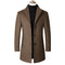Long Wool Coat with Stand Collar for Men - Camel