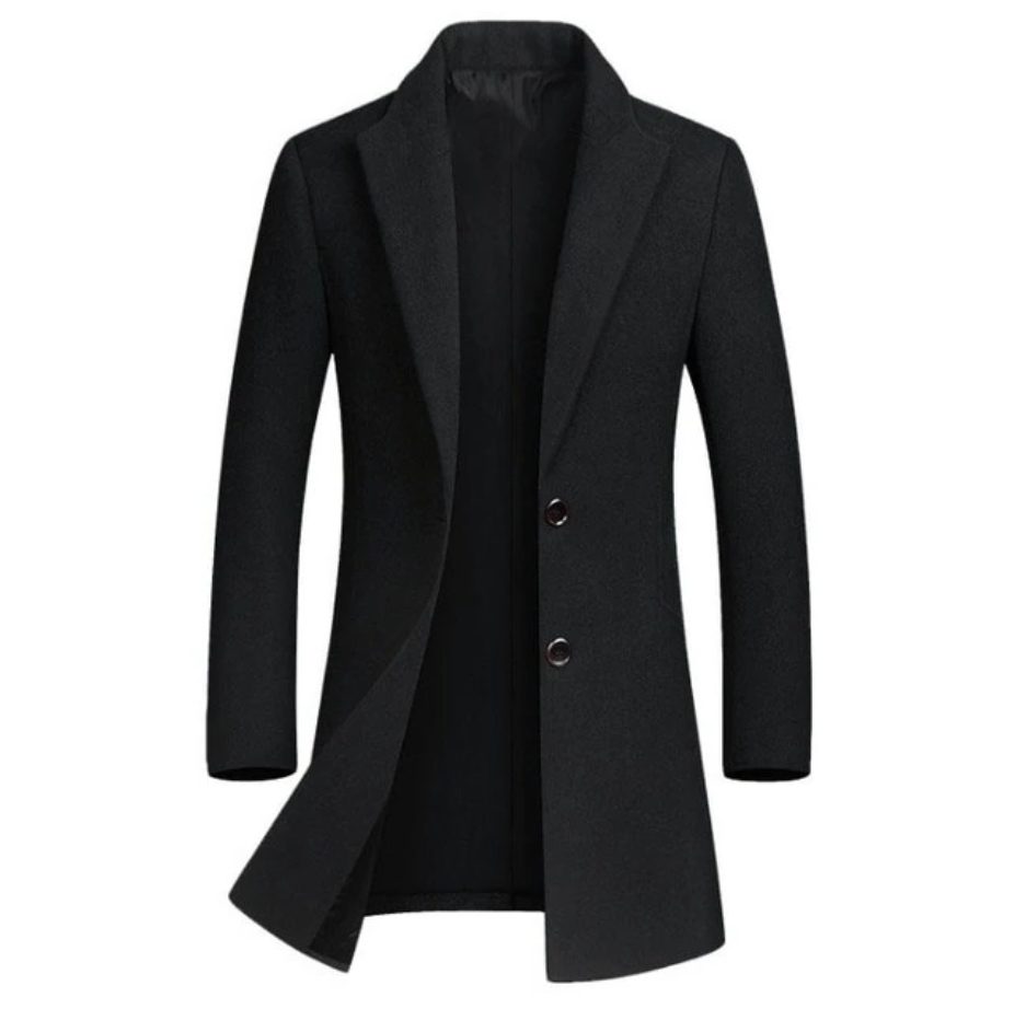 Long Wool Coat with Stand Collar for Men - View 5