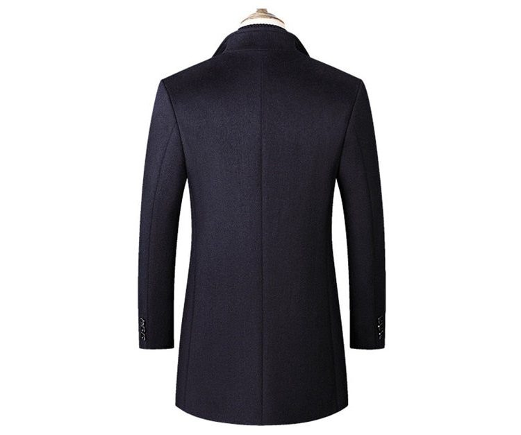 Long Wool Coat with Stand Collar for Men - View 6