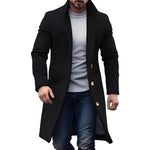 Long Wool Overcoat for Men - Schwarz