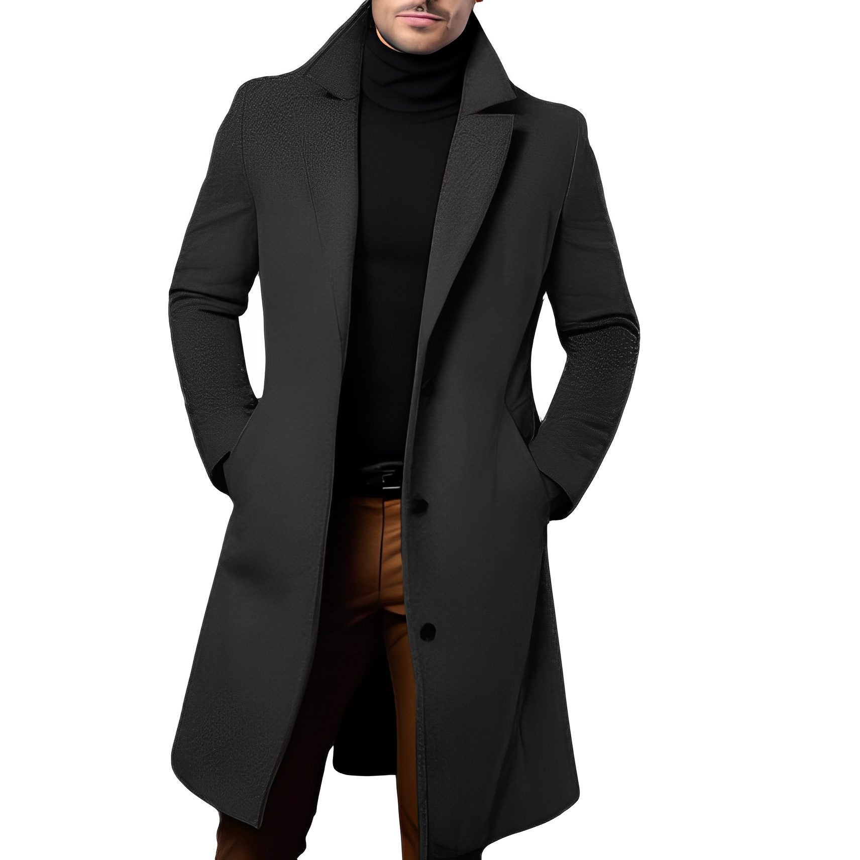 Long Wool Overcoat for Men - Dunkelgrau