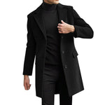 Long Wool Overcoat with Hidden Button Closure for Men - View 4