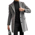 Long Wool Overcoat with Hidden Button Closure for Men - View 5