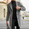 Long Wool Overcoat with Hidden Button Closure for Men - Grau