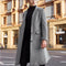 Long Wool Overcoat with Lapel Collar for Men - Grau