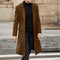 Long Wool Overcoat with Lapel Collar for Men - Dunkelbraun