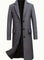 Long Wool Overcoat with Notch Lapel for Men - Grey