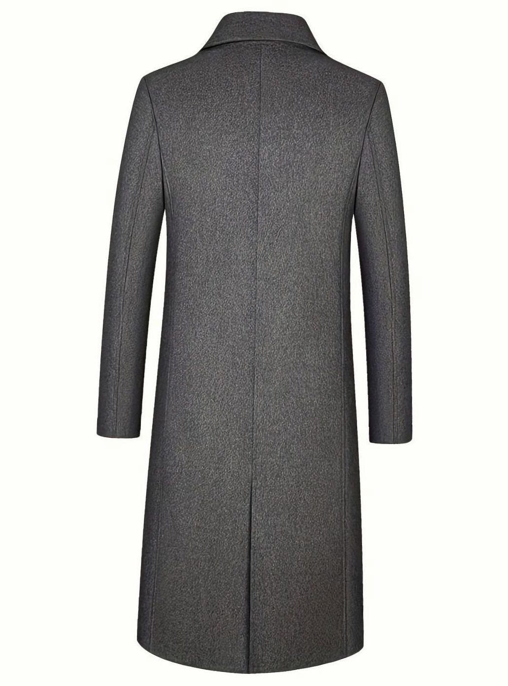 Long Wool Overcoat with Notch Lapel for Men - View 3
