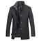 Long Wool Winter Overcoat with Stand Collar for Men - Gray