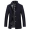 Long Wool Winter Overcoat with Stand Collar for Men - Blue