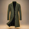 Longline Wool Single-Breasted Overcoat for Men - Army Green