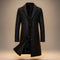 Longline Wool Single-Breasted Overcoat for Men - Black