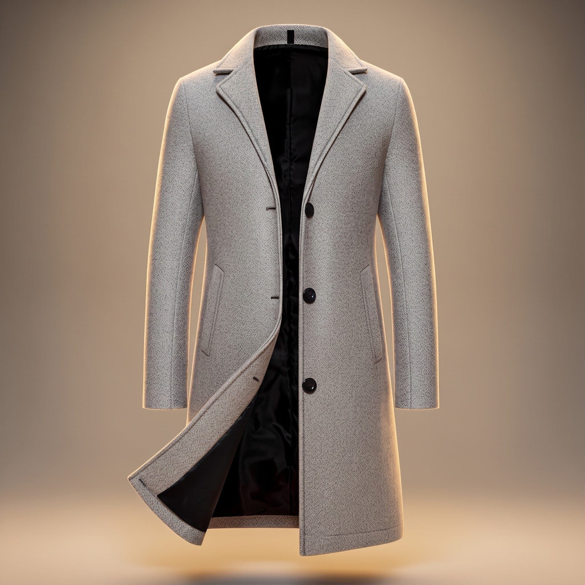 Longline Wool Single-Breasted Overcoat for Men - White